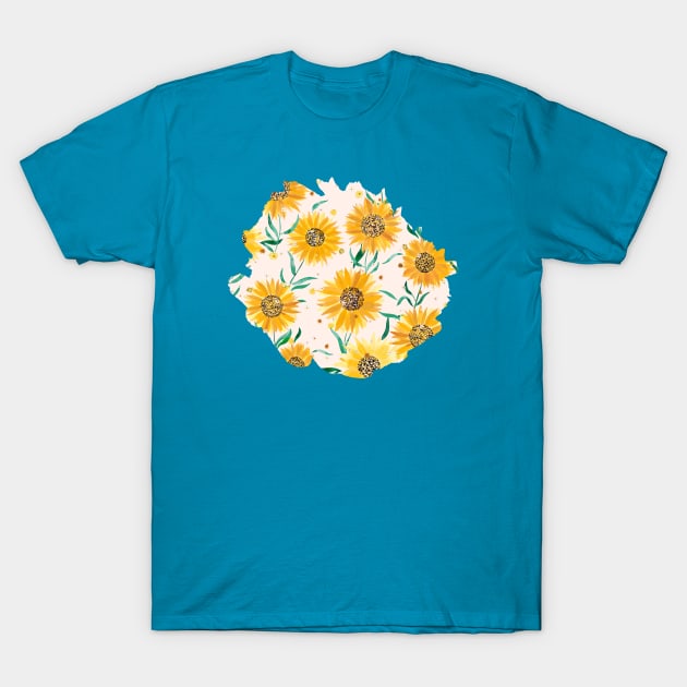 Summer Sunflowers Soft pink T-Shirt by ninoladesign